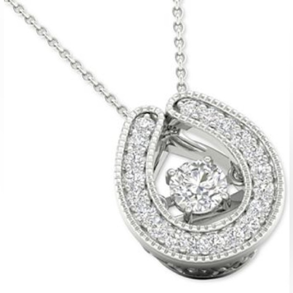 Twinkling Natural Diamond Star Horseshoe 18" Pendant Necklace(1/5 CTTW) 10k Gold - Picture 10 of 15